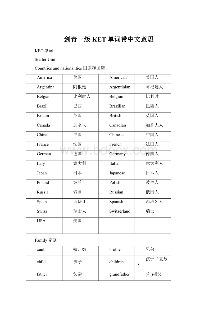 剑青一级KET单词带中文意思.docx_第1页