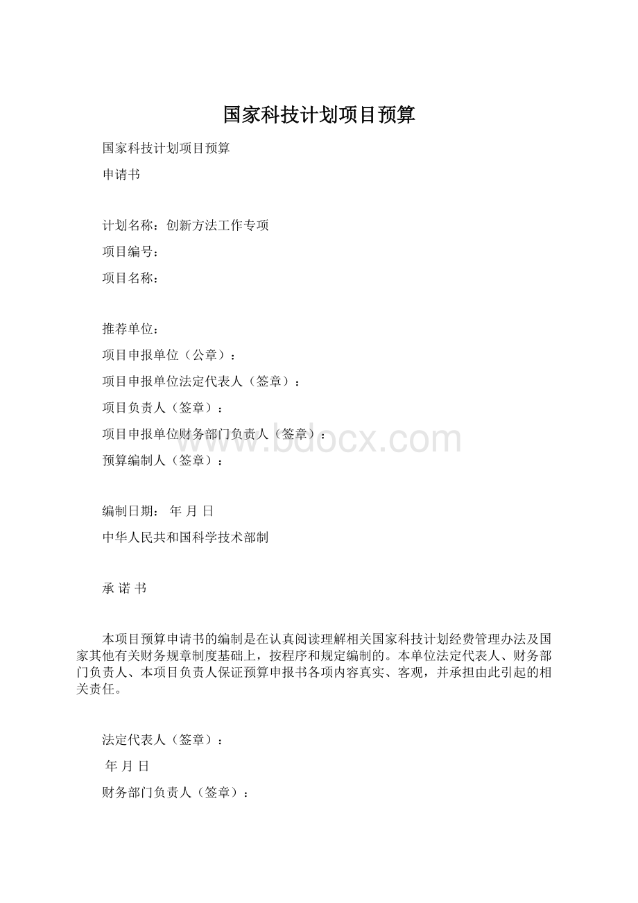 国家科技计划项目预算.docx