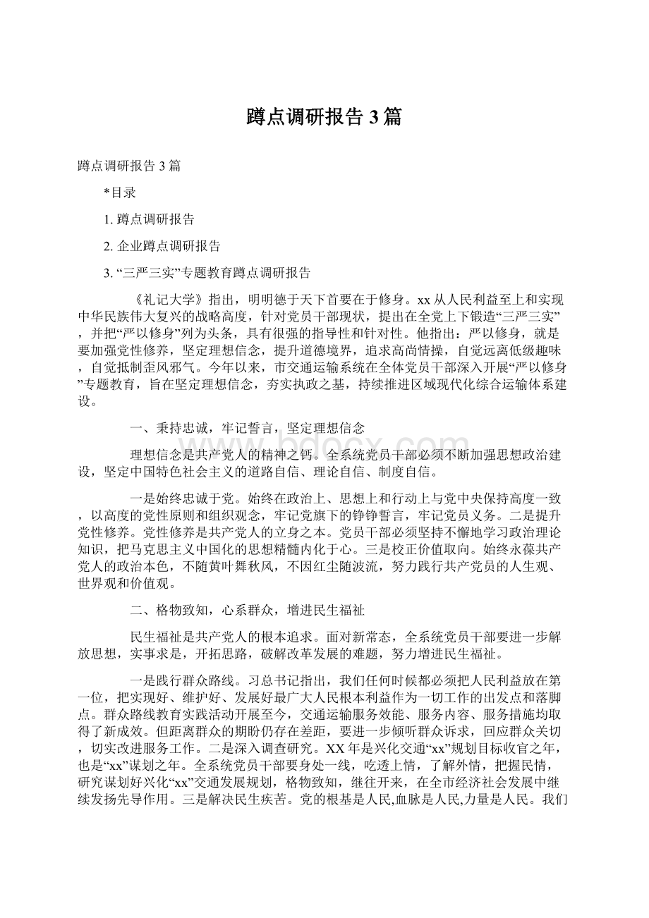 蹲点调研报告3篇Word文档下载推荐.docx_第1页