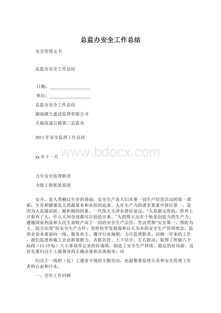 总监办安全工作总结Word格式.docx_第1页