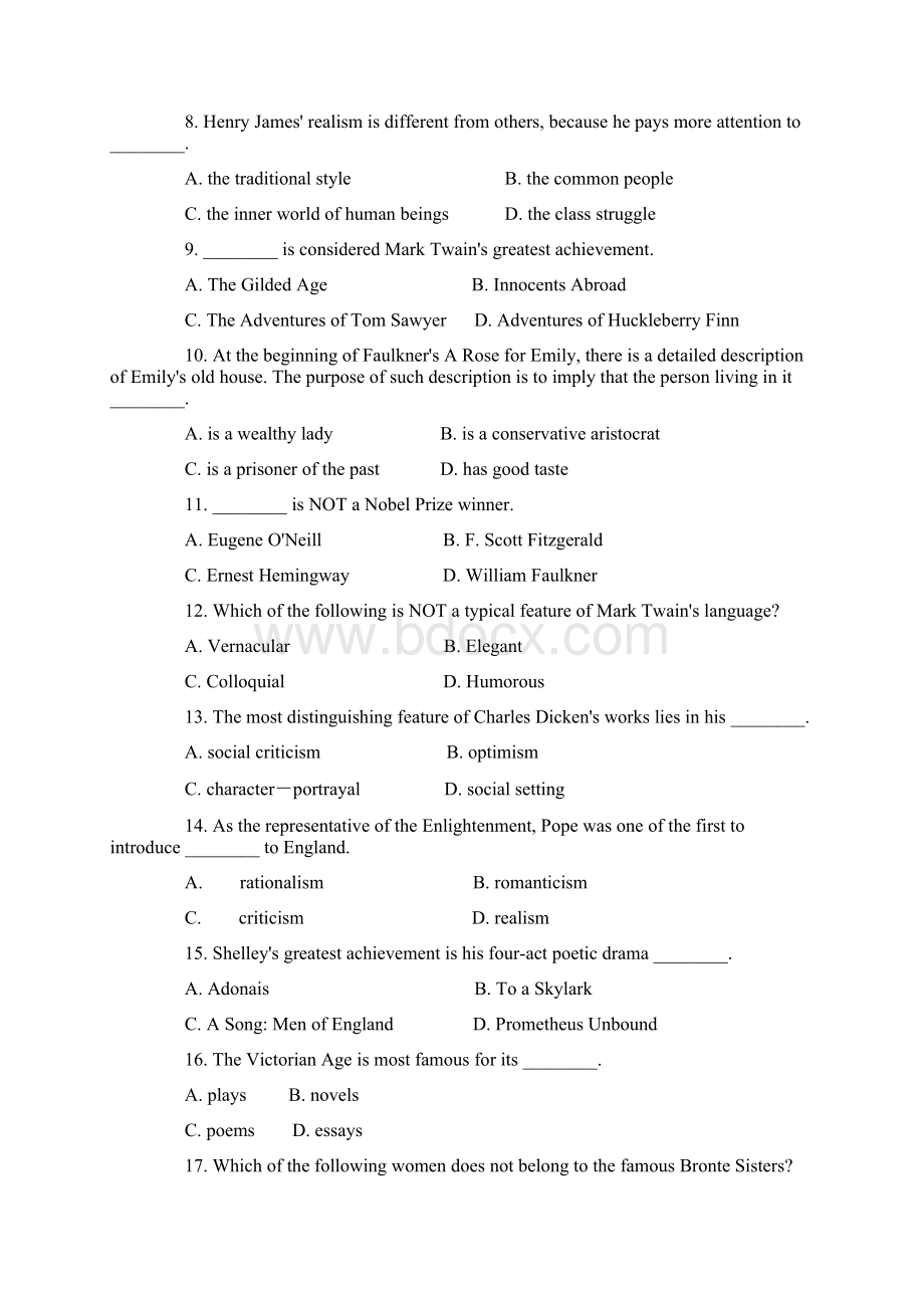 英美文学试题选供TEM8复习备考用.docx_第2页