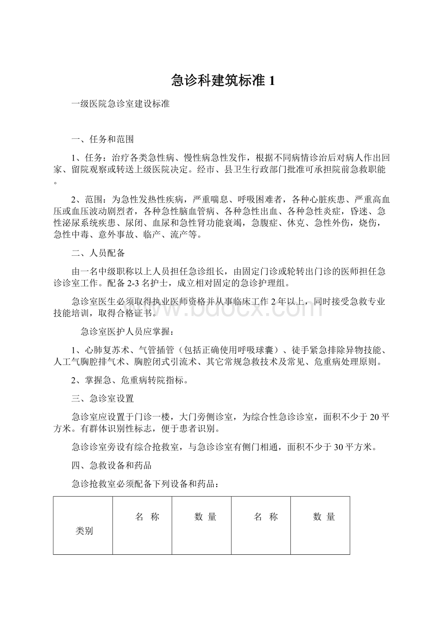 急诊科建筑标准1Word下载.docx_第1页