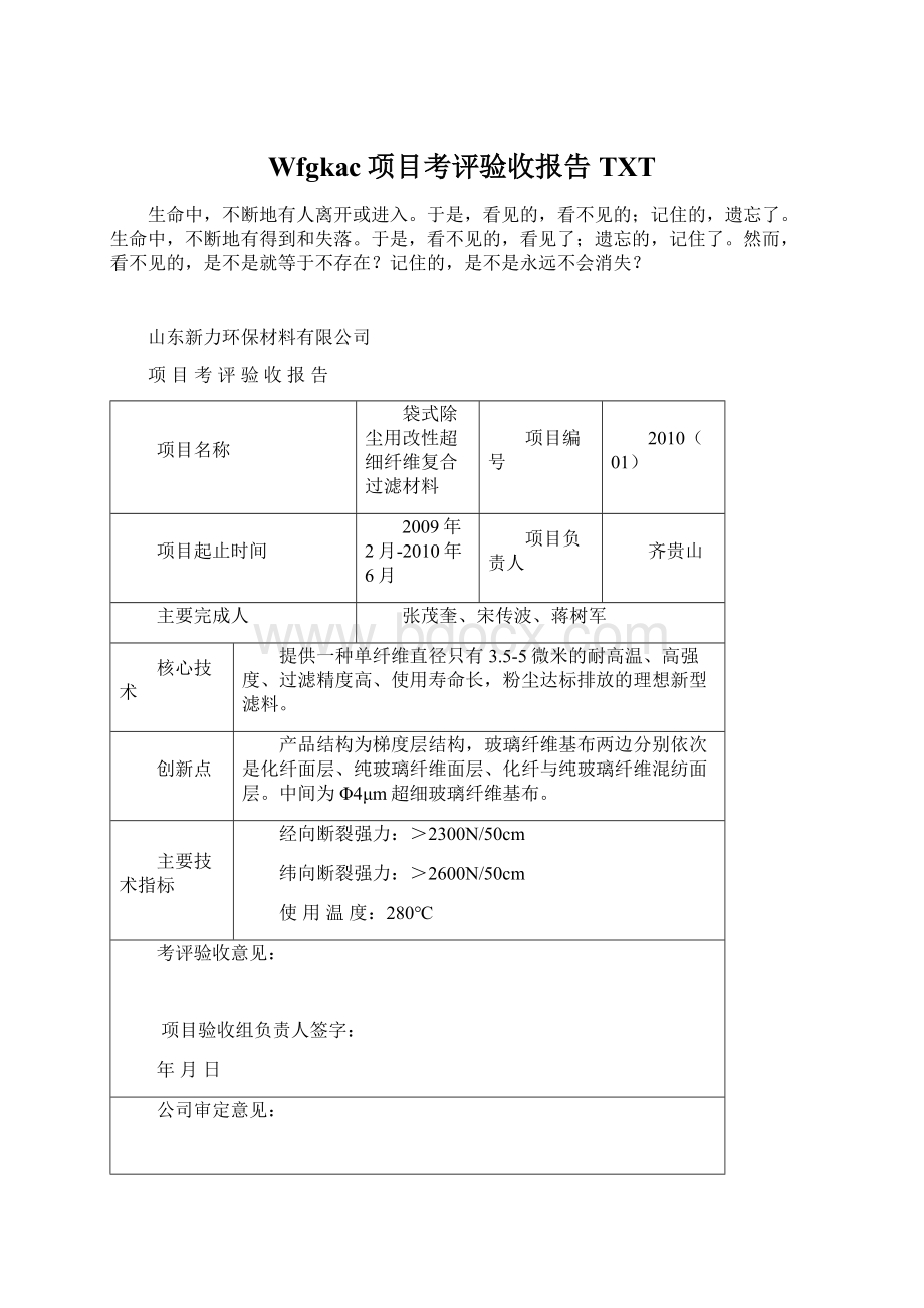 Wfgkac项目考评验收报告TXT.docx