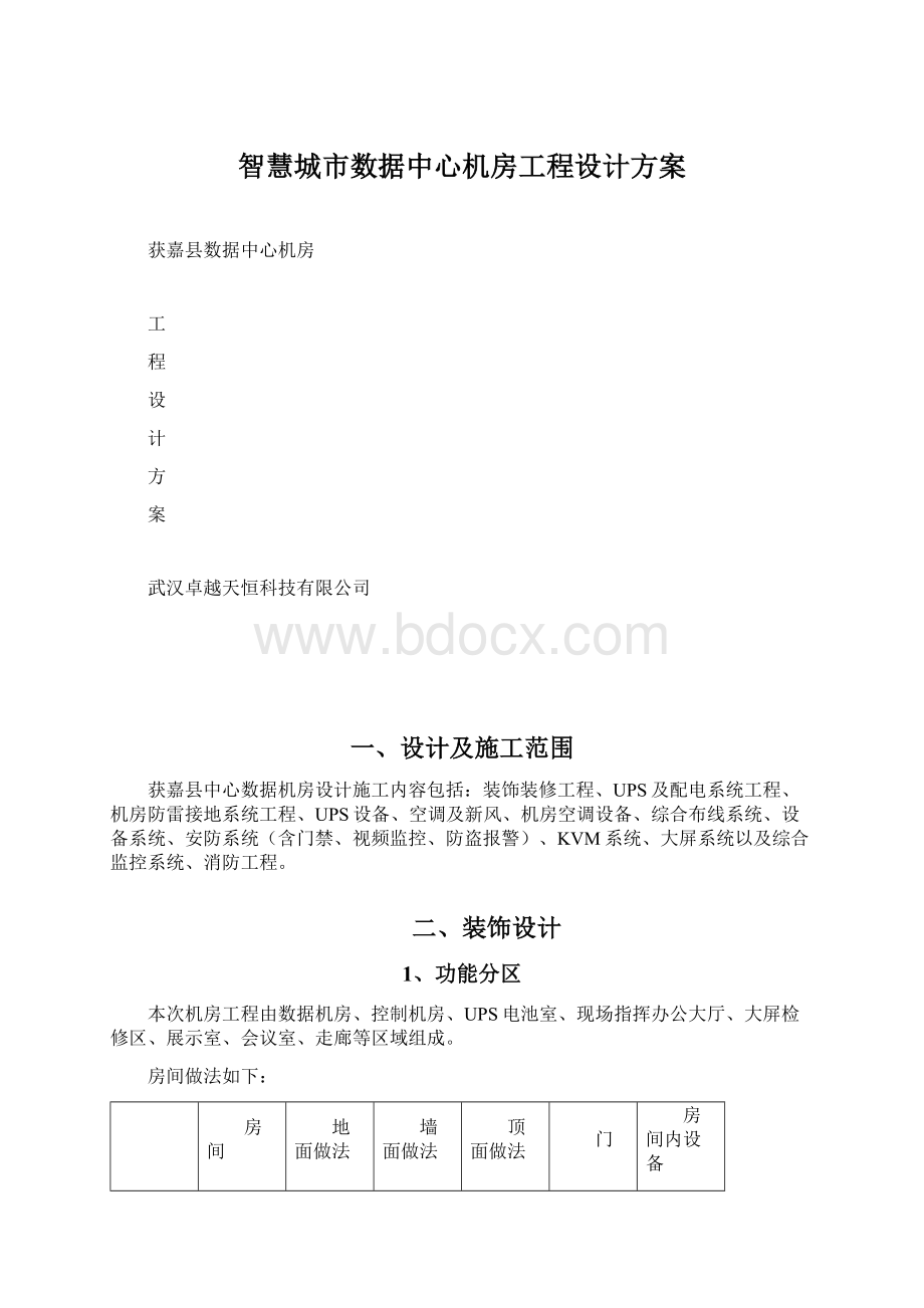 智慧城市数据中心机房工程设计方案.docx_第1页