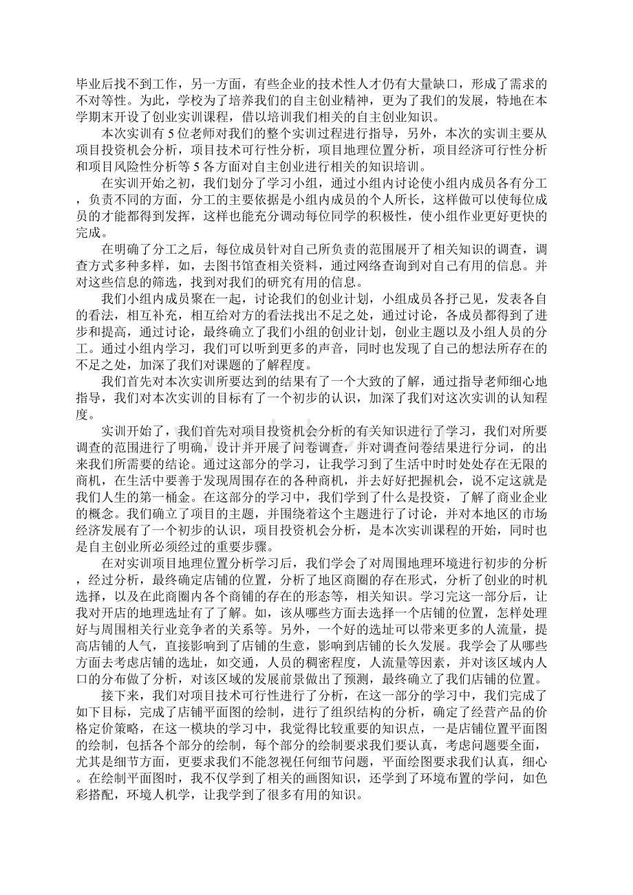 创业实训实习工作总结范文.docx_第2页