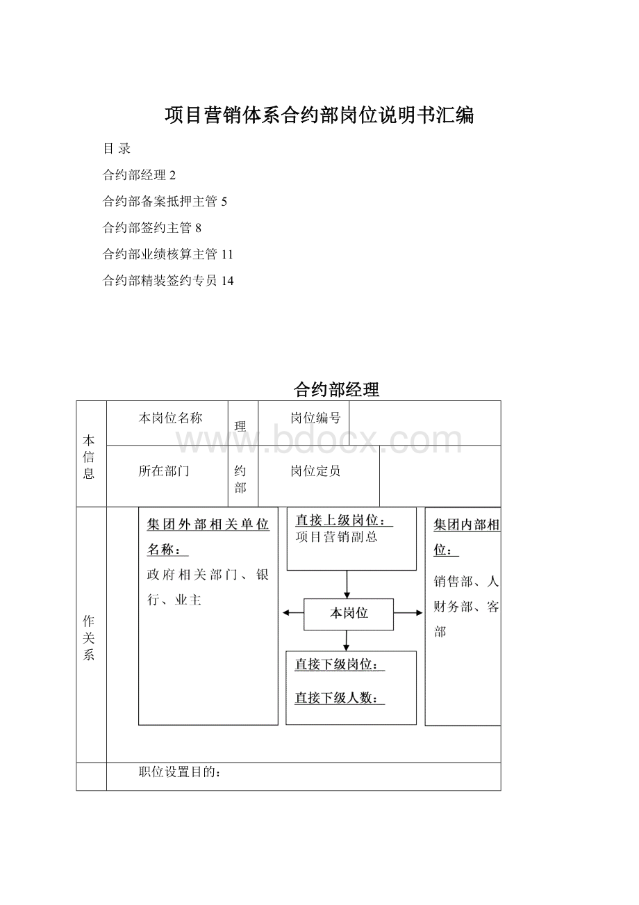 项目营销体系合约部岗位说明书汇编.docx