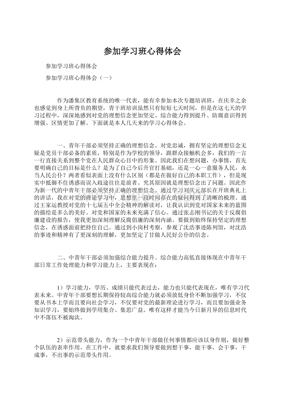 参加学习班心得体会Word文档格式.docx