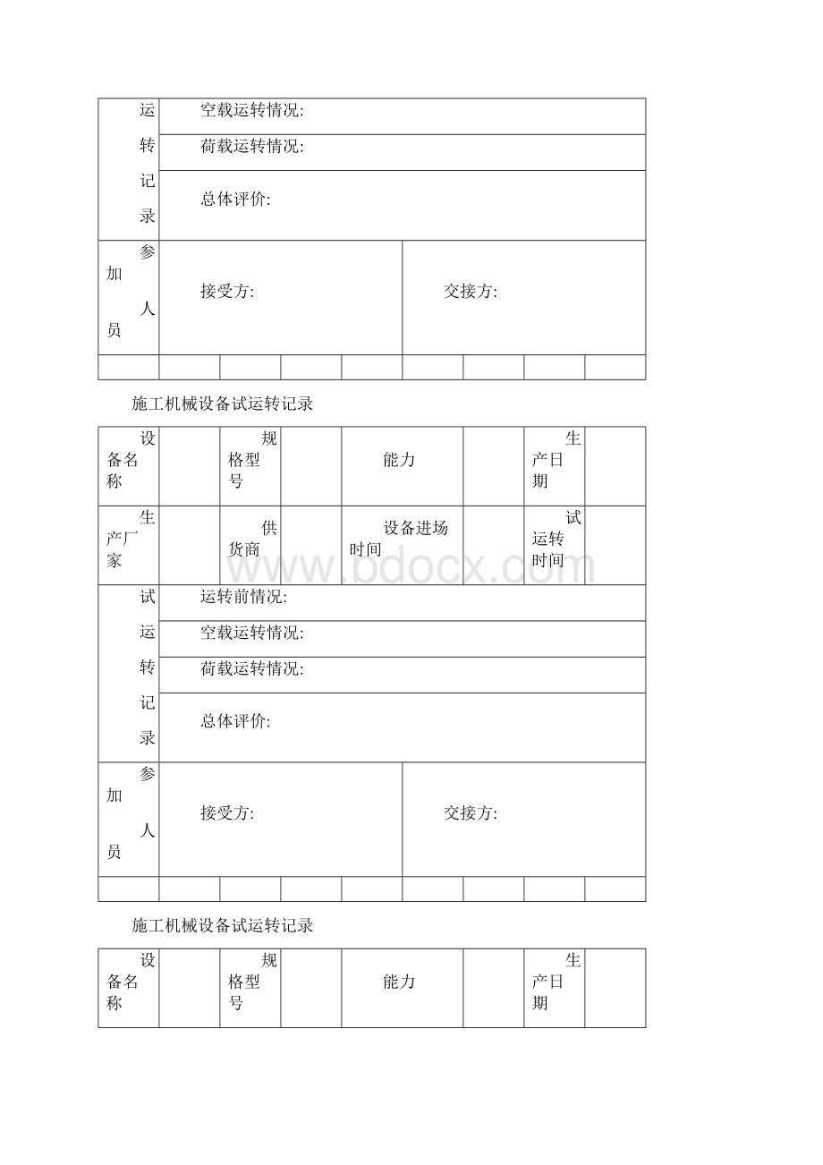 施工机械设备试运转记录文本.docx_第3页