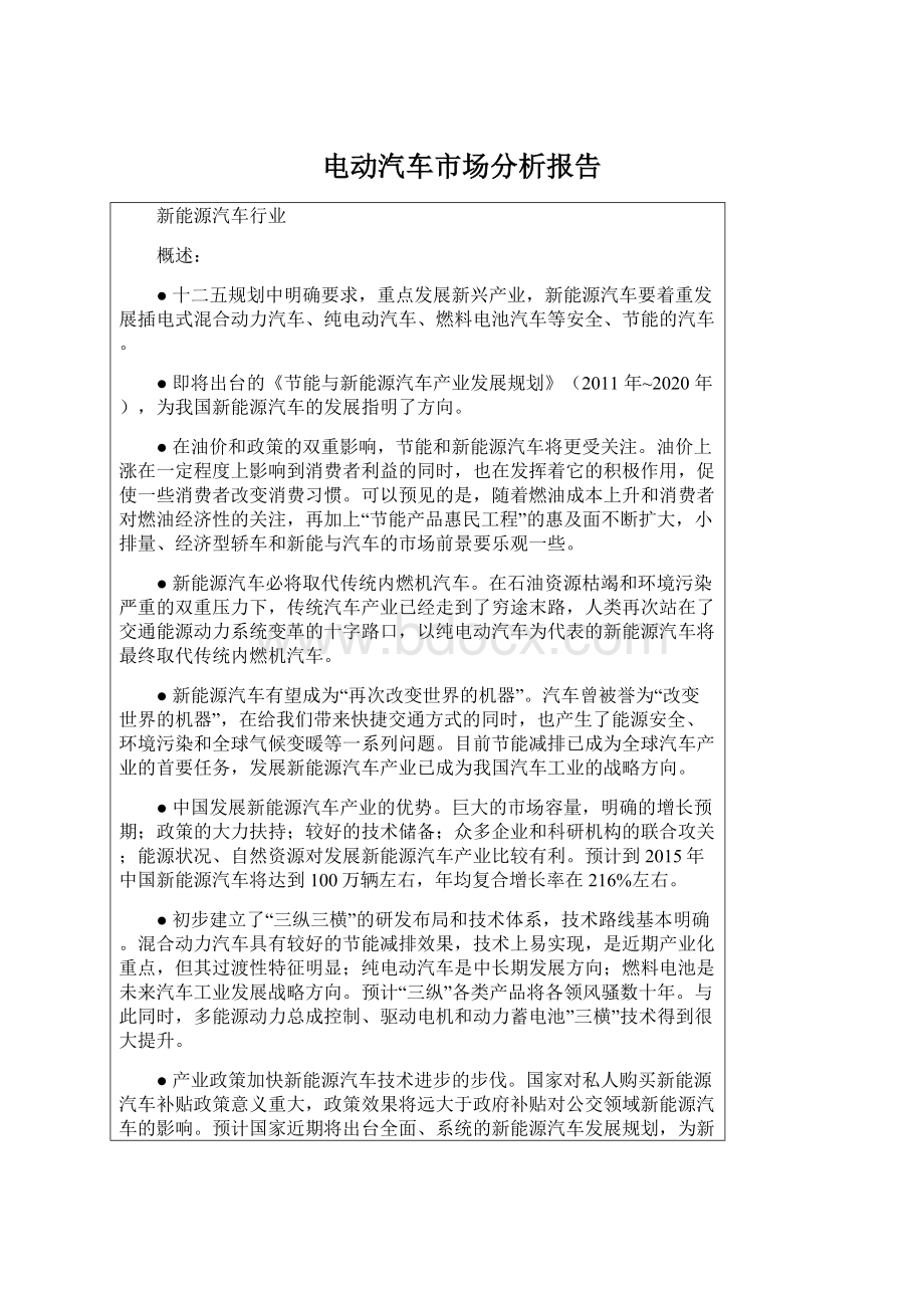 电动汽车市场分析报告Word格式文档下载.docx_第1页