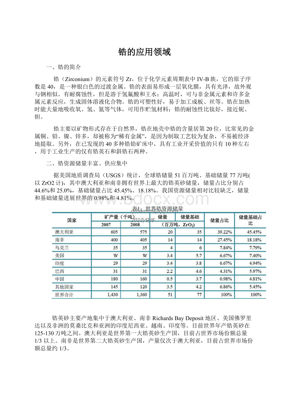 锆的应用领域.docx_第1页