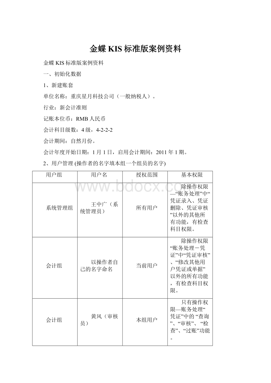 金蝶KIS标准版案例资料.docx