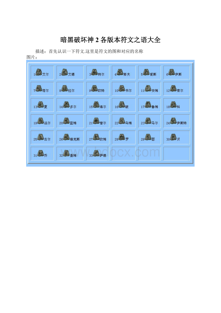 暗黑破坏神2各版本符文之语大全文档格式.docx