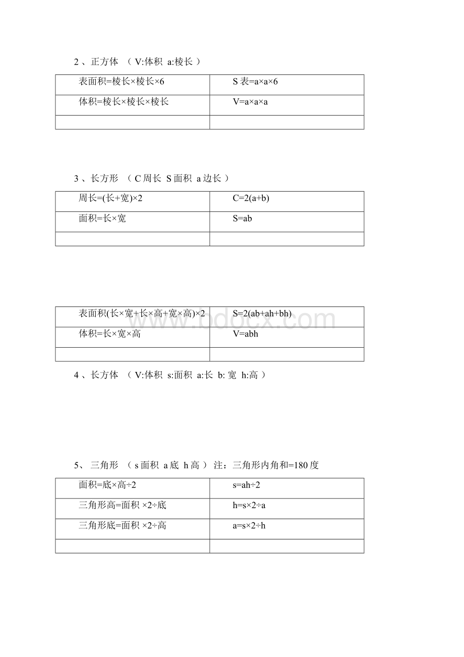 小学16年级所有的所有的数学公式Word格式文档下载.docx_第2页