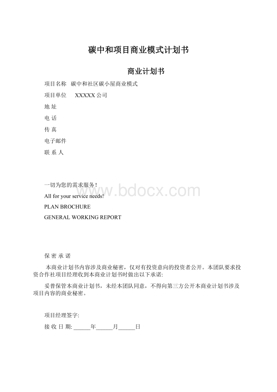 碳中和项目商业模式计划书Word文档格式.docx