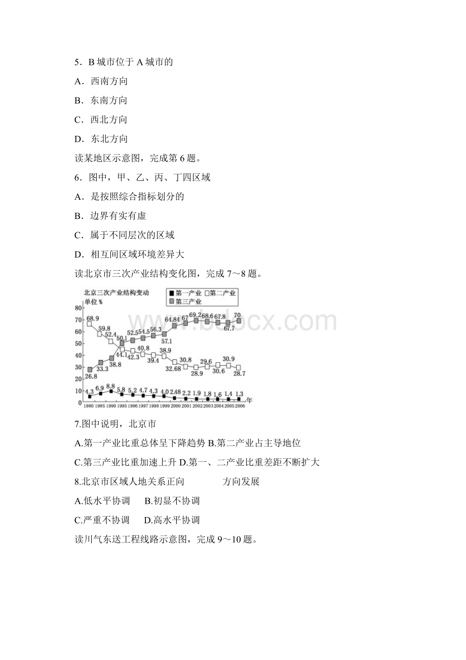 江苏省宿迁市五校学年高二上学期期中联考试题 地理.docx_第3页