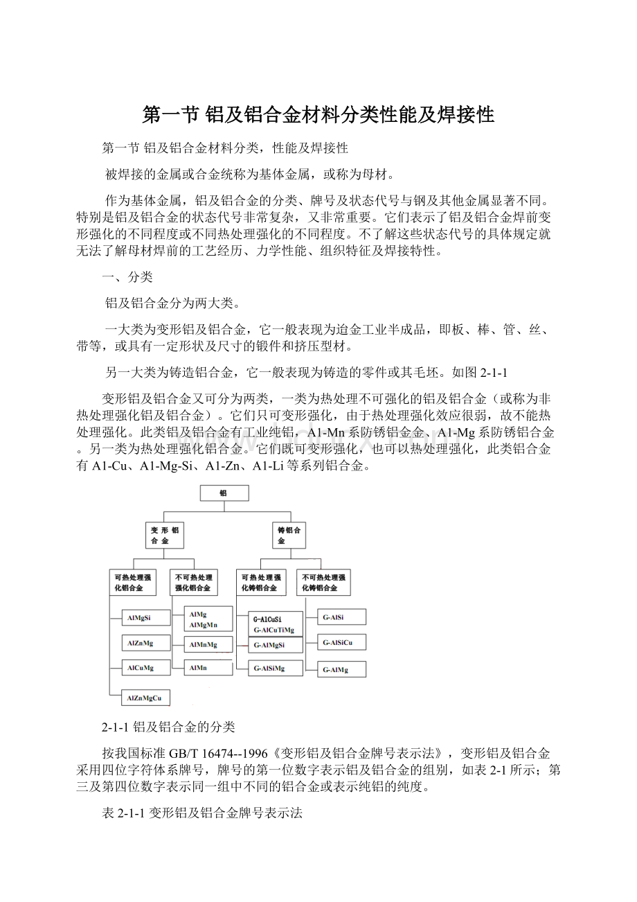 第一节铝及铝合金材料分类性能及焊接性.docx