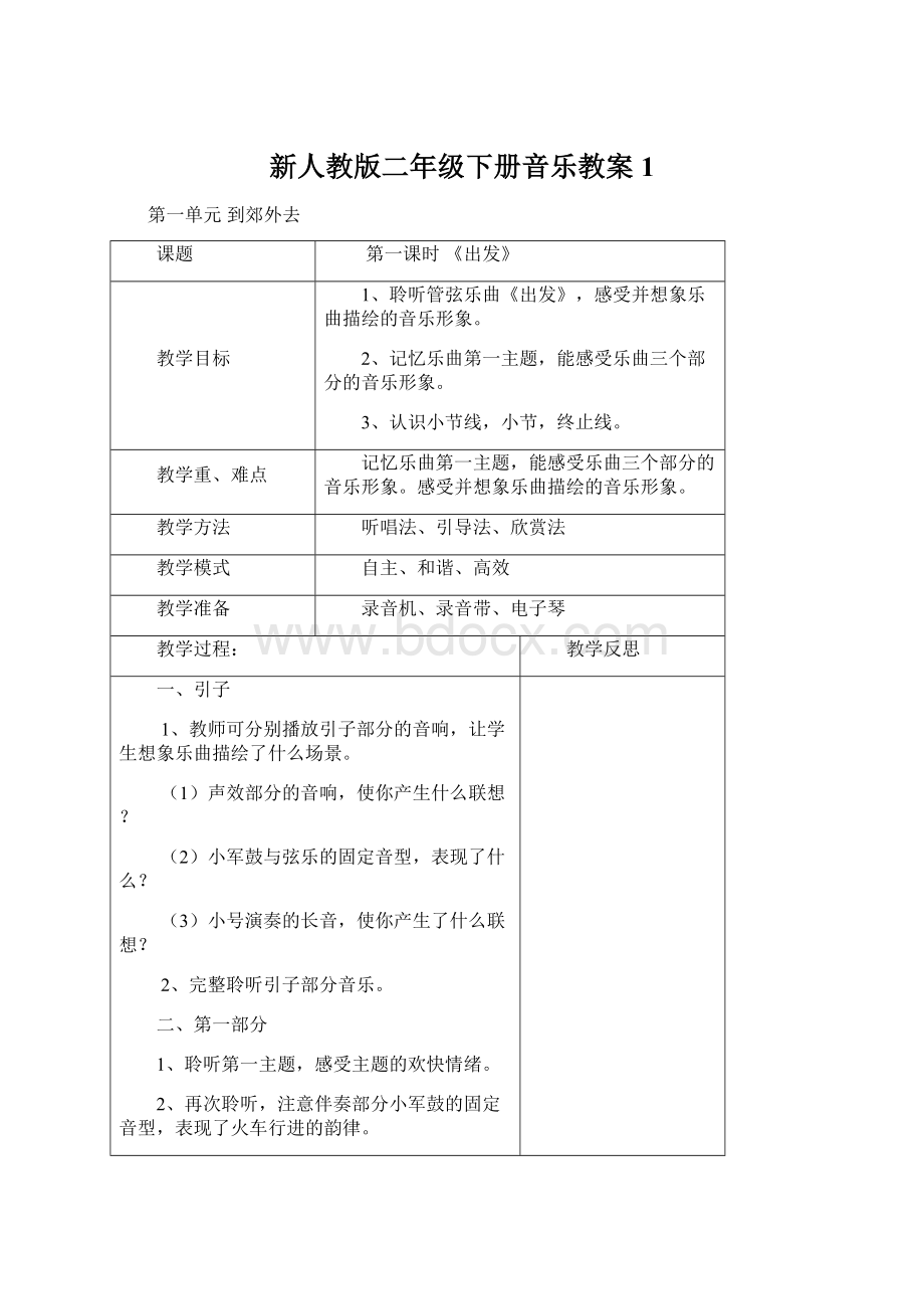 新人教版二年级下册音乐教案 1.docx_第1页