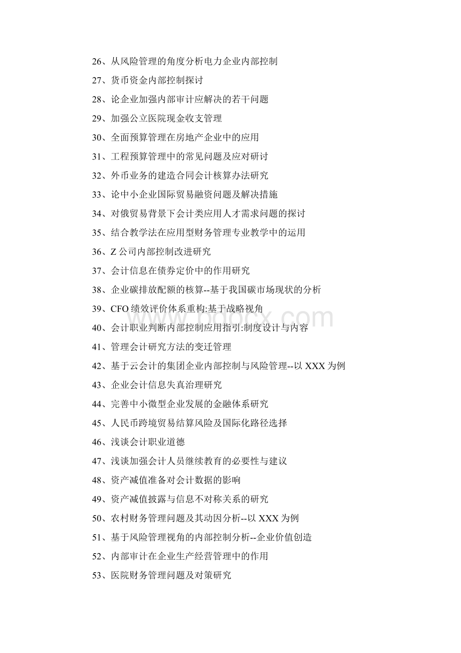 会计学毕业论文题目大全选题参考.docx_第2页