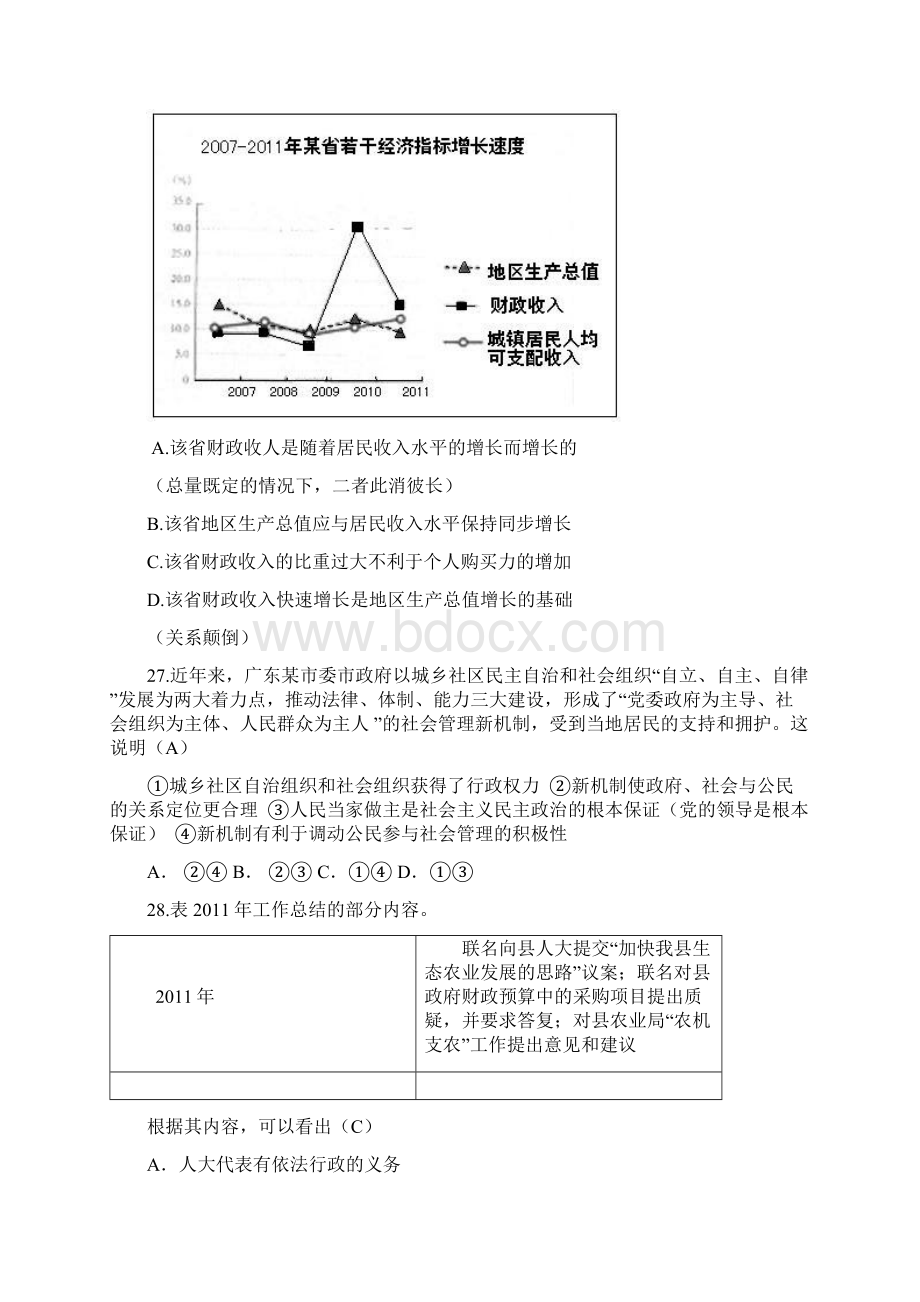广东高考文综政治卷含标准答案与解析.docx_第2页