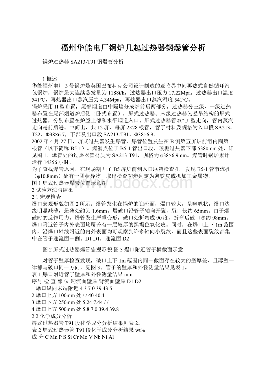 福州华能电厂锅炉几起过热器钢爆管分析.docx_第1页