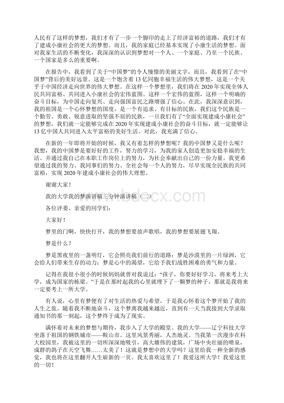 我的大学我的梦演讲稿三分钟演讲稿docWord格式文档下载.docx_第2页