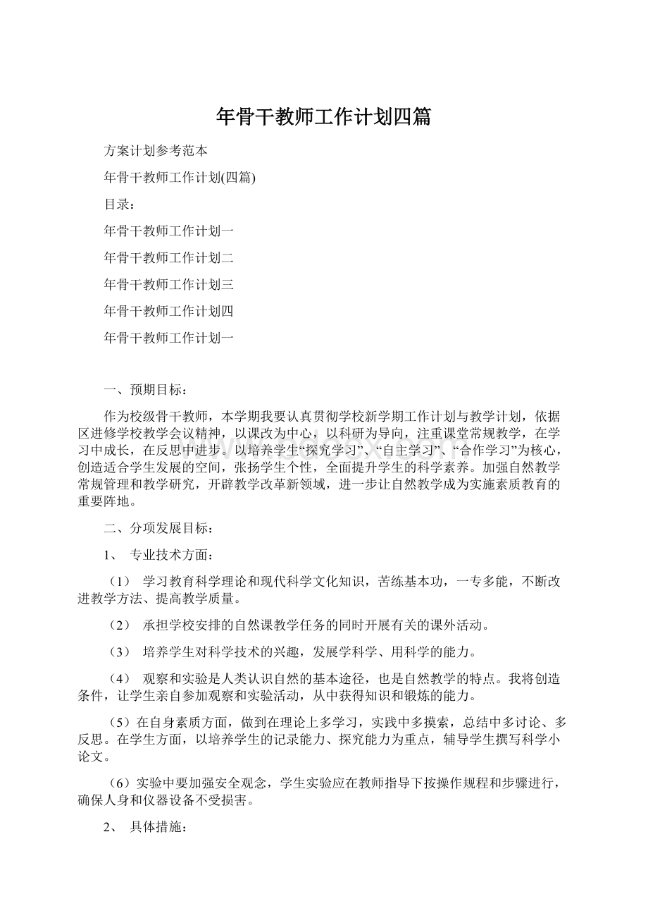 年骨干教师工作计划四篇.docx