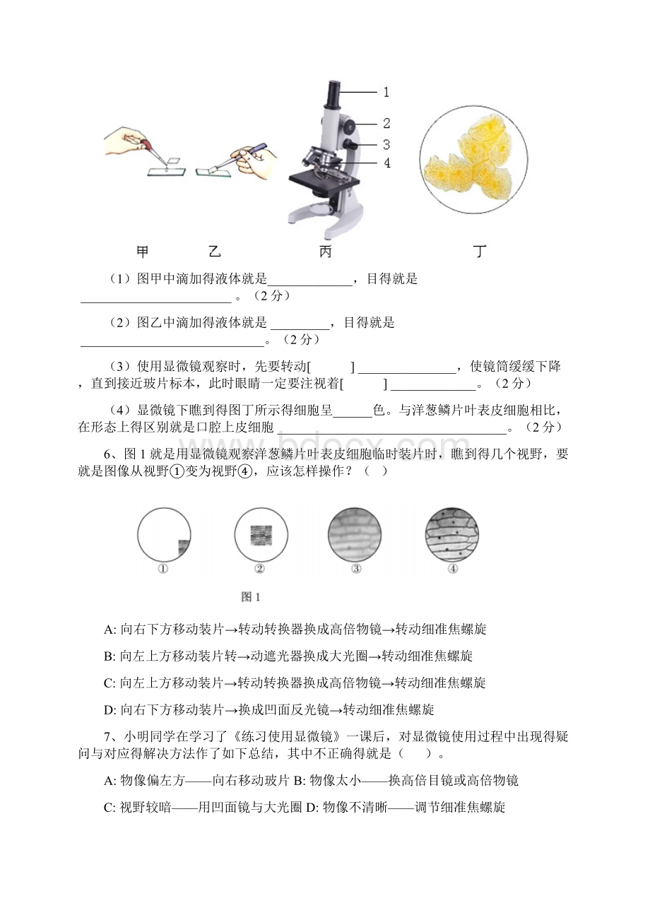 第二单元 生物体的结构层次 测试题.docx_第2页