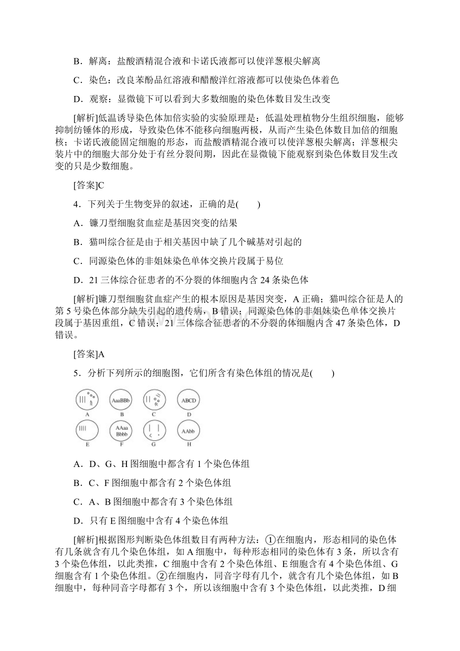 同步导学人教版生物必修二课时作业13 染色体变异.docx_第2页