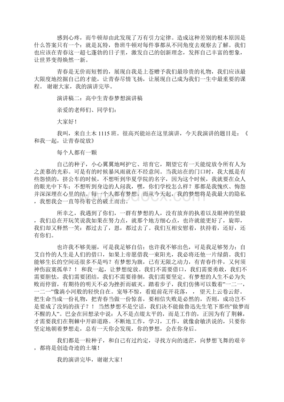 高中生梦想演讲稿Word格式文档下载.docx_第3页