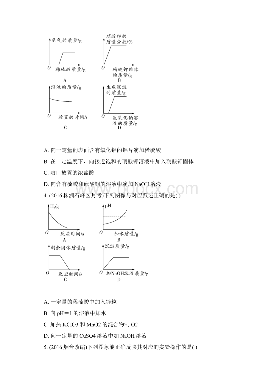 湖南中考面对面化学 重点专题突破 专题一 坐标曲线专题集训.docx_第2页