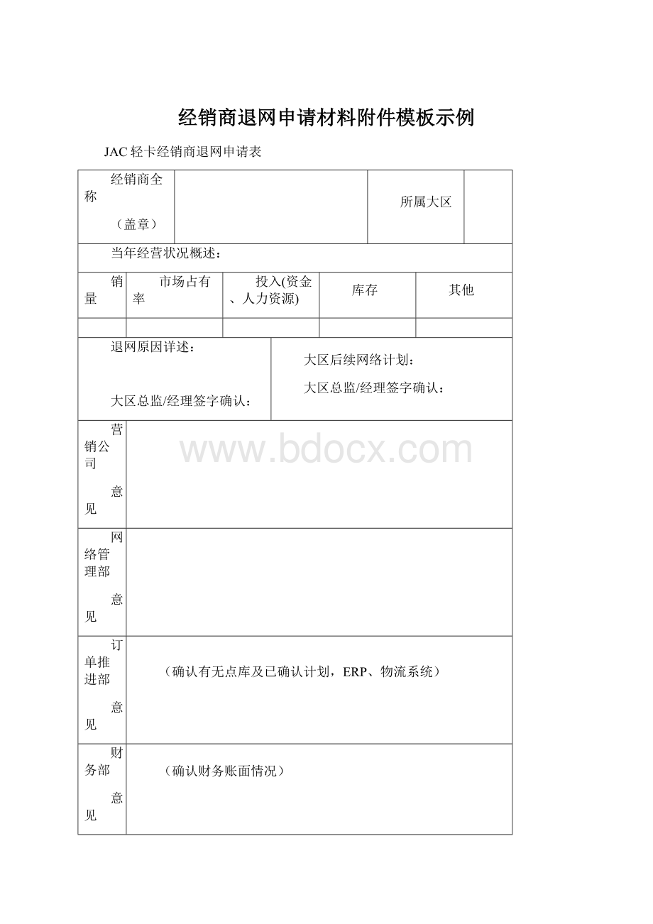 经销商退网申请材料附件模板示例文档格式.docx_第1页