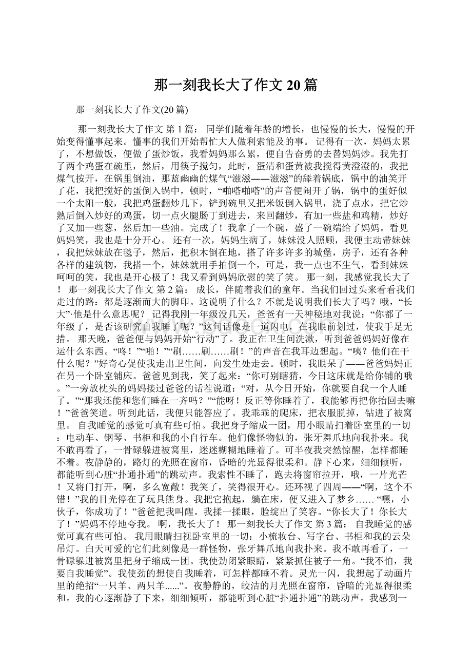 那一刻我长大了作文20篇文档格式.docx_第1页