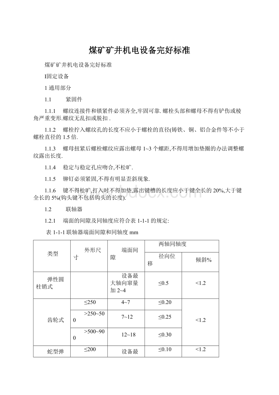 煤矿矿井机电设备完好标准.docx