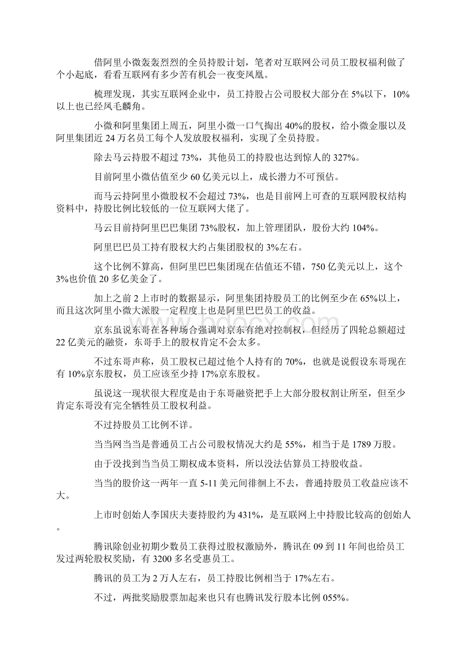 最新阿里巴巴企业员工持股比例 精品.docx_第3页