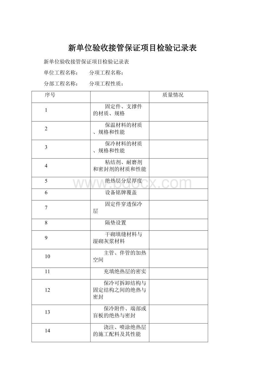 新单位验收接管保证项目检验记录表.docx_第1页