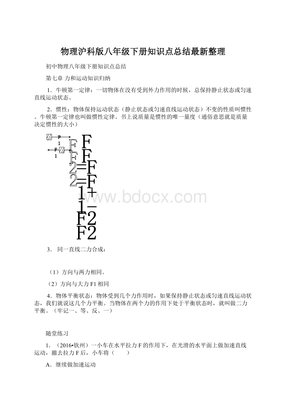 物理沪科版八年级下册知识点总结最新整理.docx_第1页