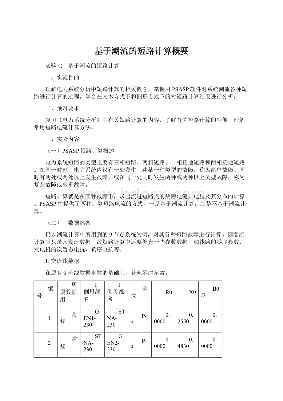 基于潮流的短路计算概要.docx