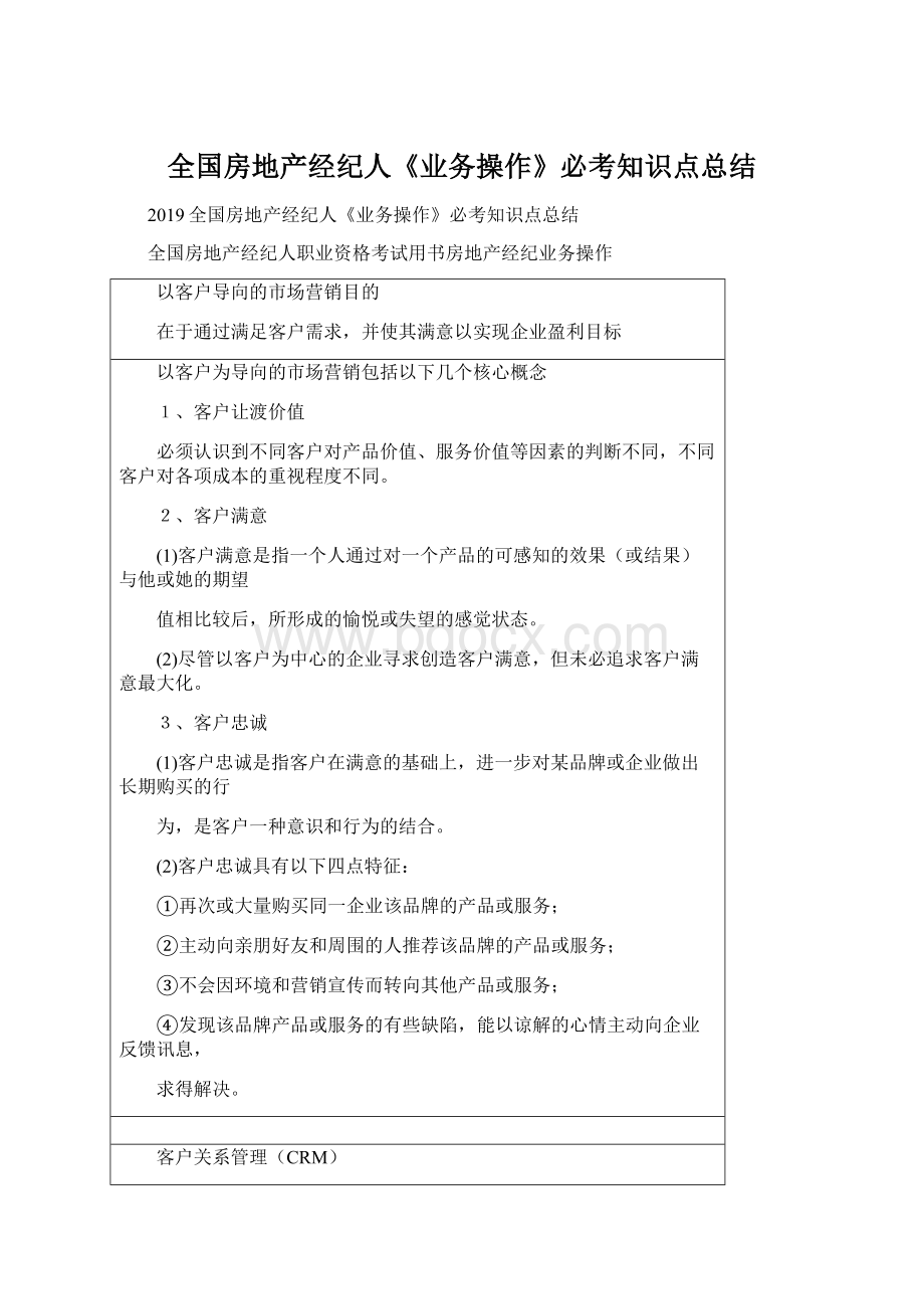 全国房地产经纪人《业务操作》必考知识点总结Word文档下载推荐.docx_第1页