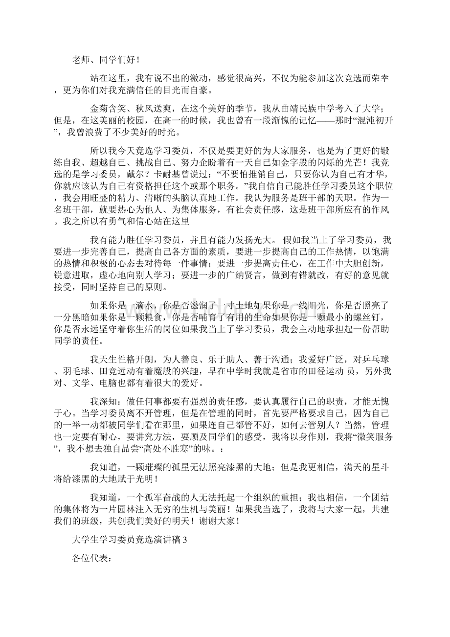 大学生学习委员竞选演讲稿Word下载.docx_第2页