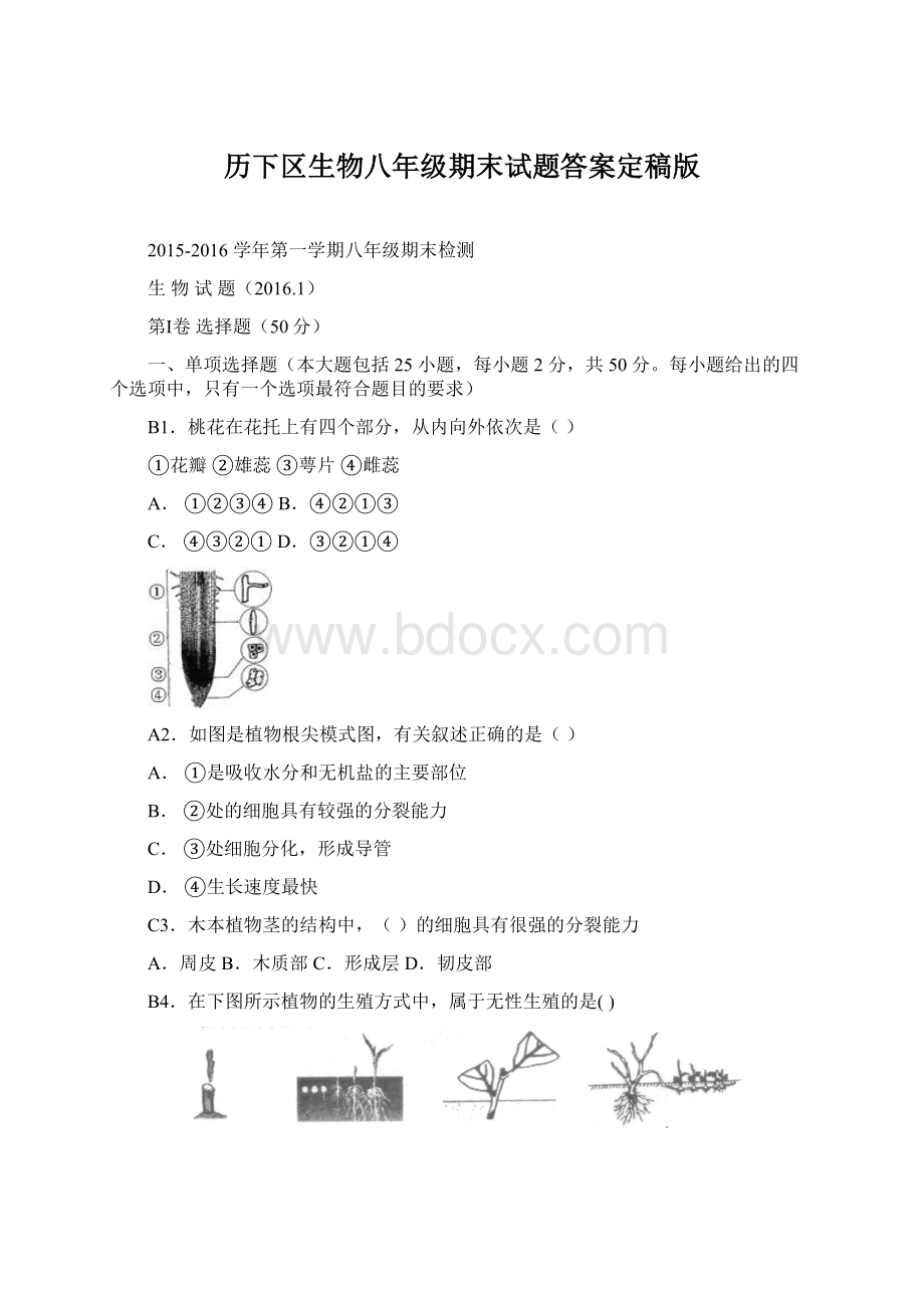 历下区生物八年级期末试题答案定稿版.docx