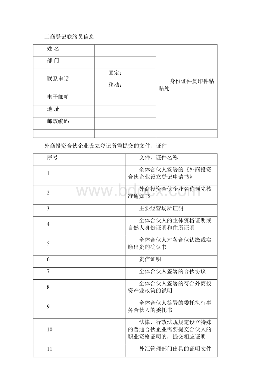 外商投资合伙企业设立登记申请书Word文档格式.docx_第2页