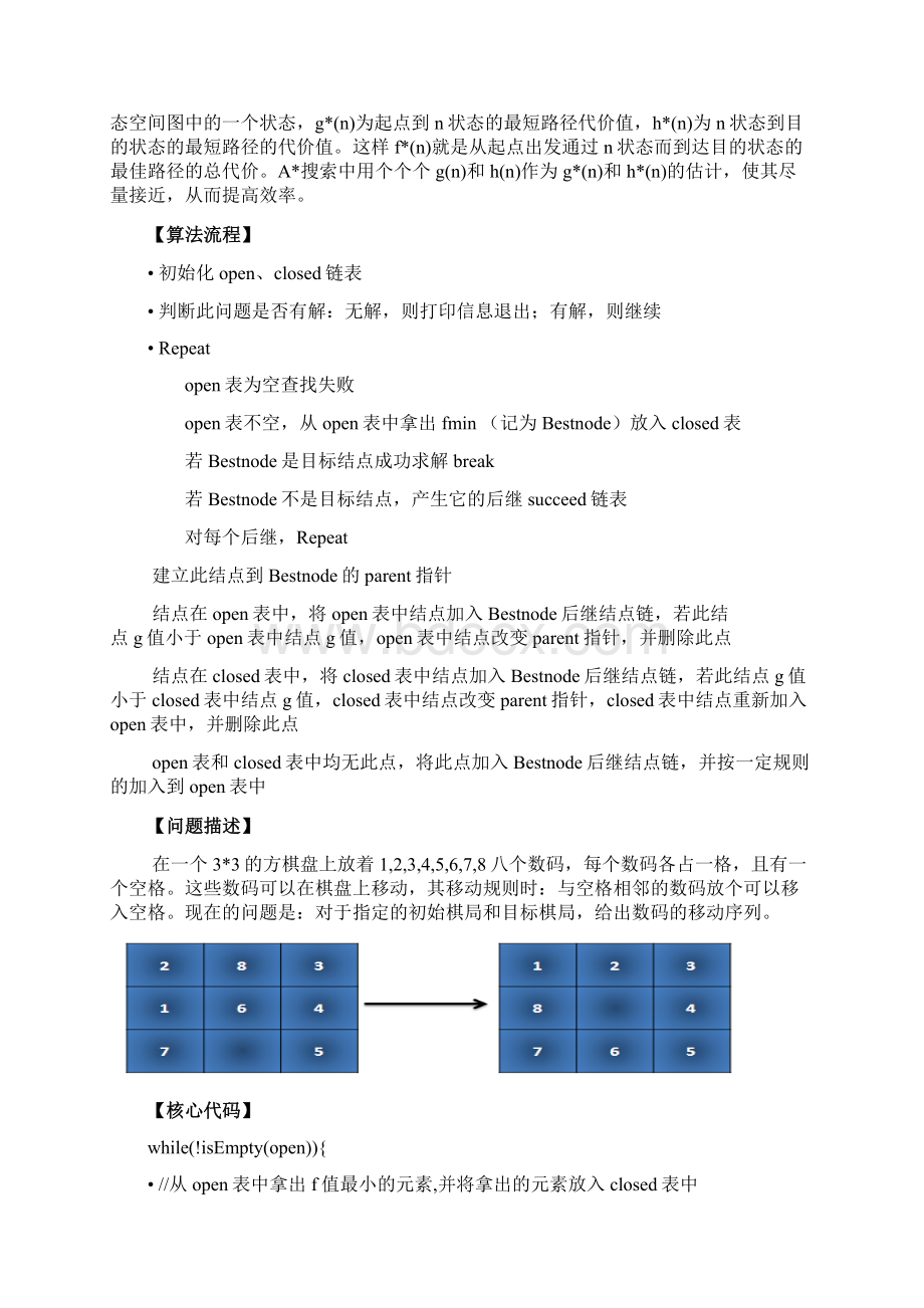 A星算法八数码问题和SA算法模拟退火算法旅行商问题Word文档下载推荐.docx_第2页