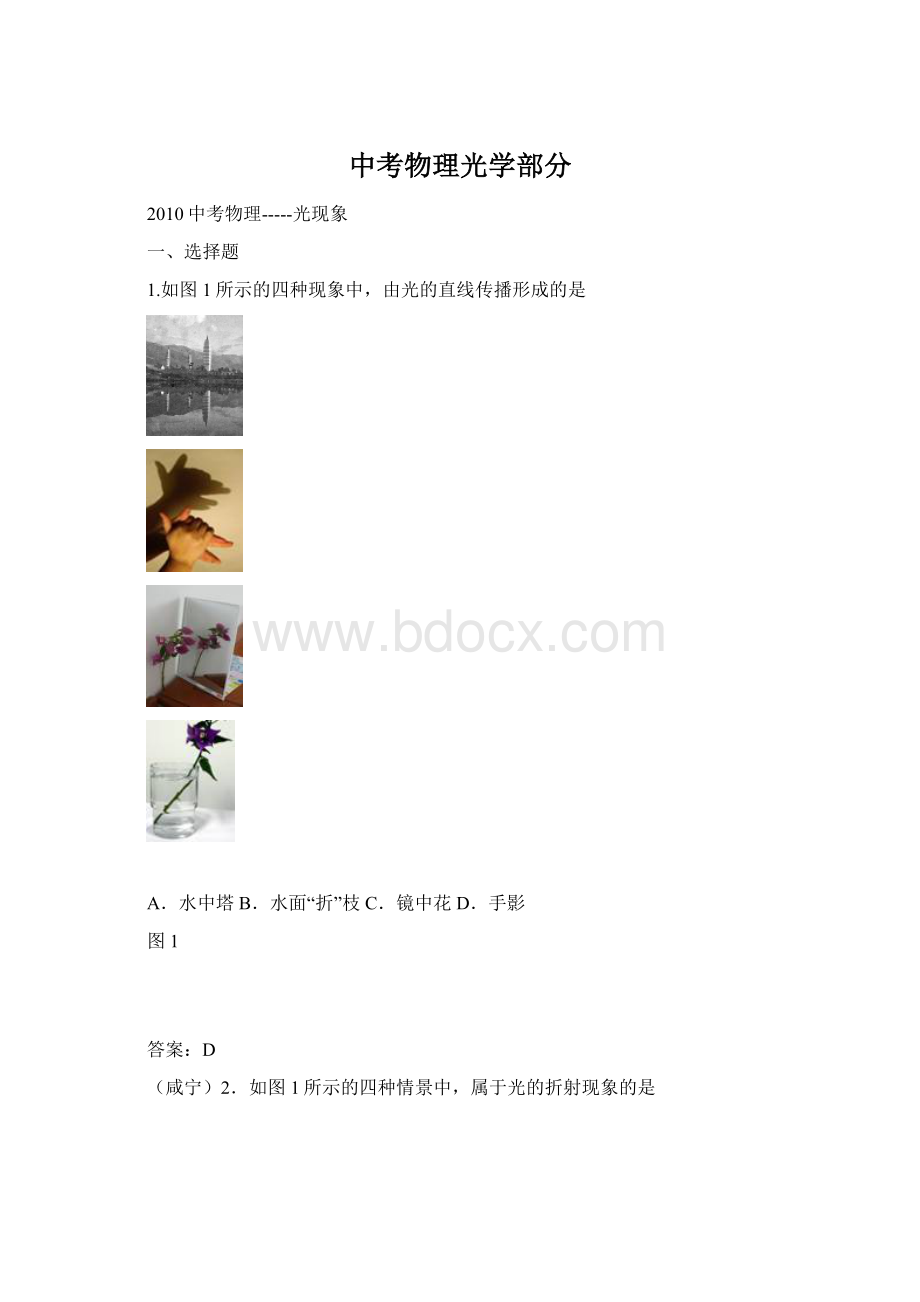 中考物理光学部分.docx