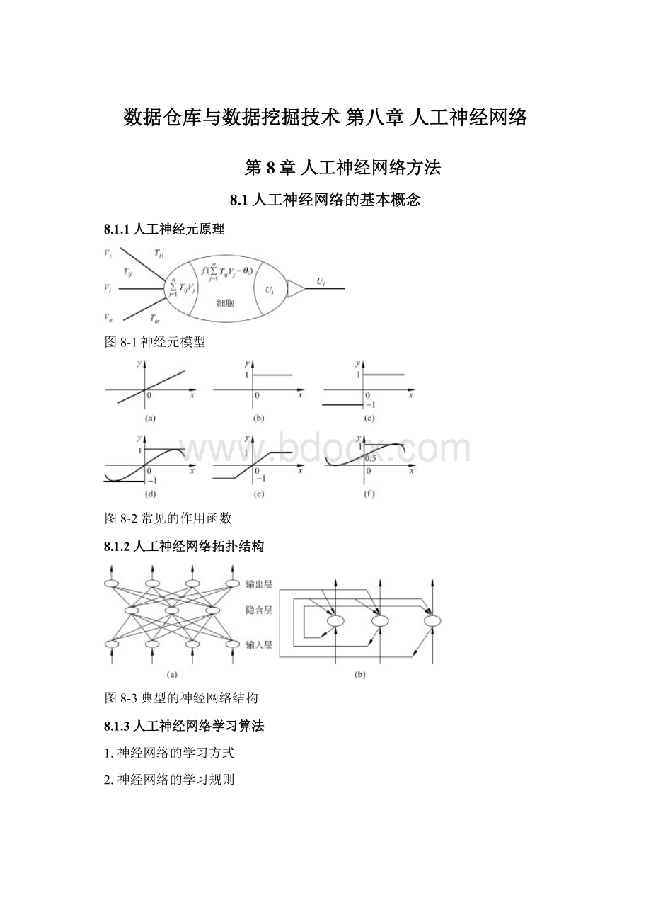 数据仓库与数据挖掘技术 第八章 人工神经网络Word文件下载.docx_第1页