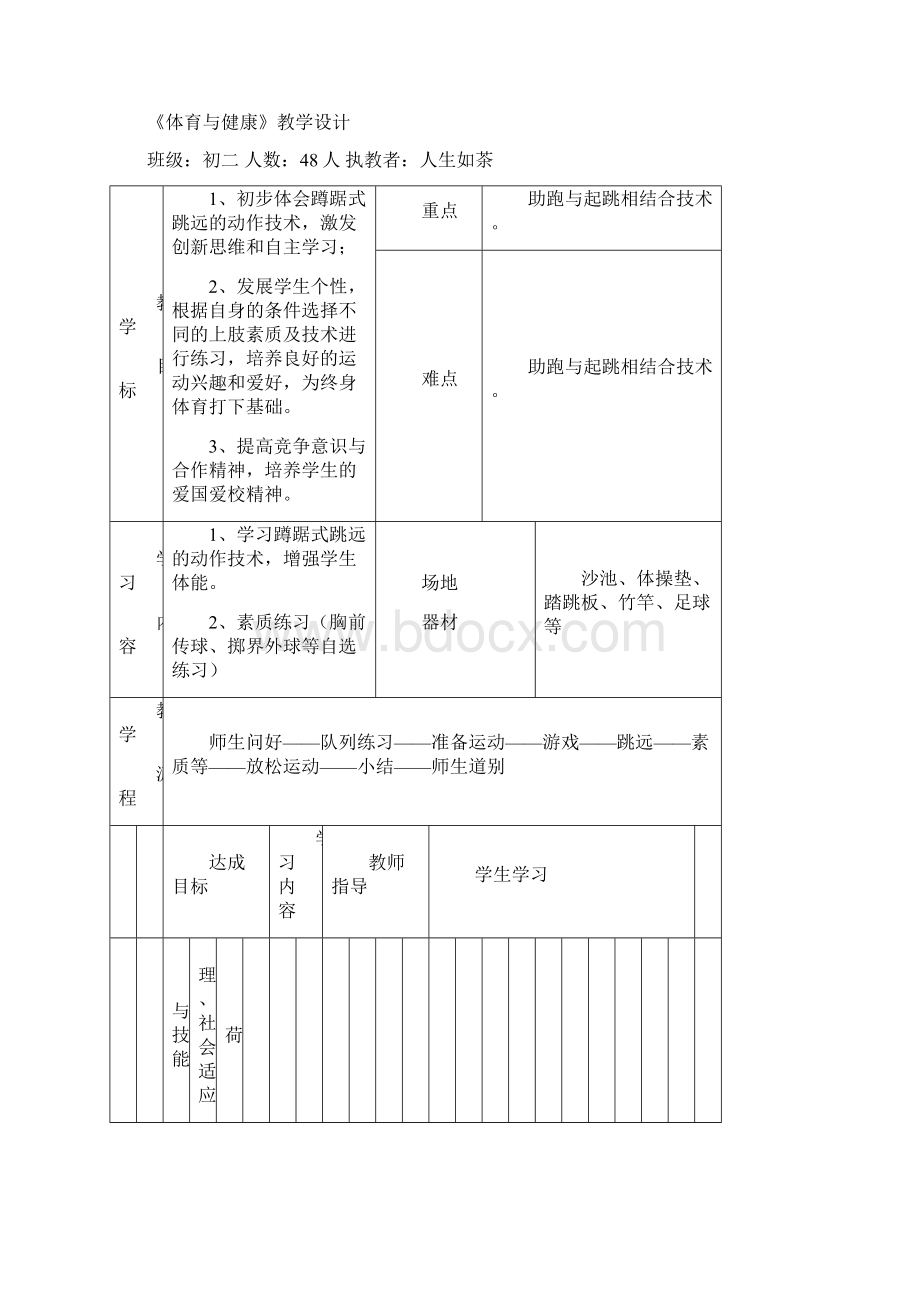 八年级蹲踞式跳远教学设计.docx_第3页