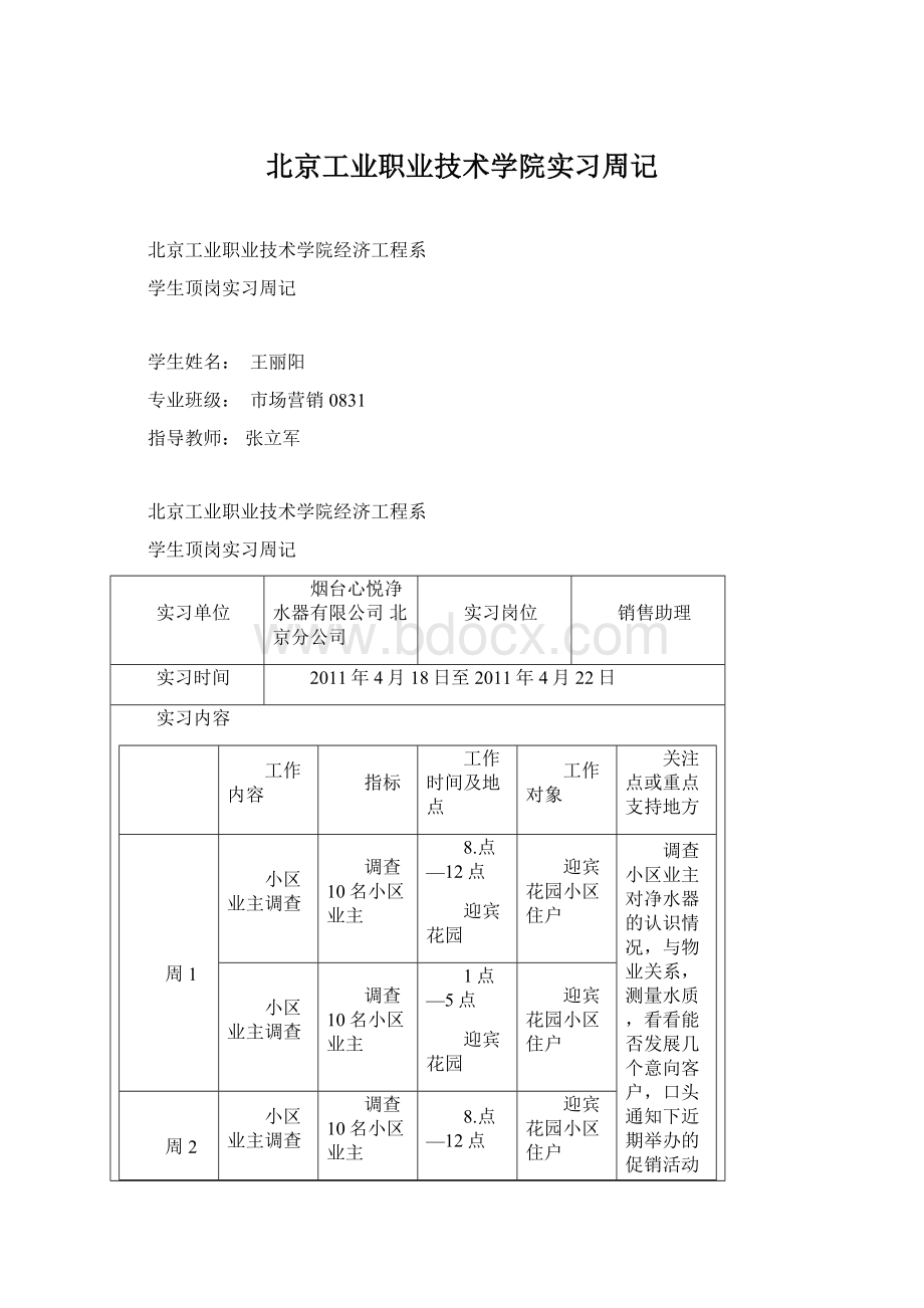 北京工业职业技术学院实习周记.docx_第1页