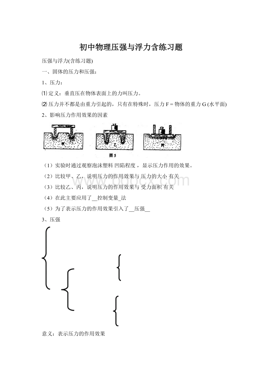 初中物理压强与浮力含练习题Word文档下载推荐.docx