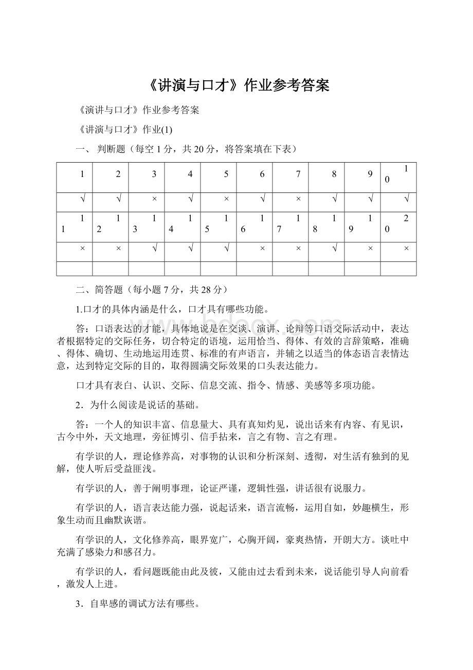 《讲演与口才》作业参考答案.docx