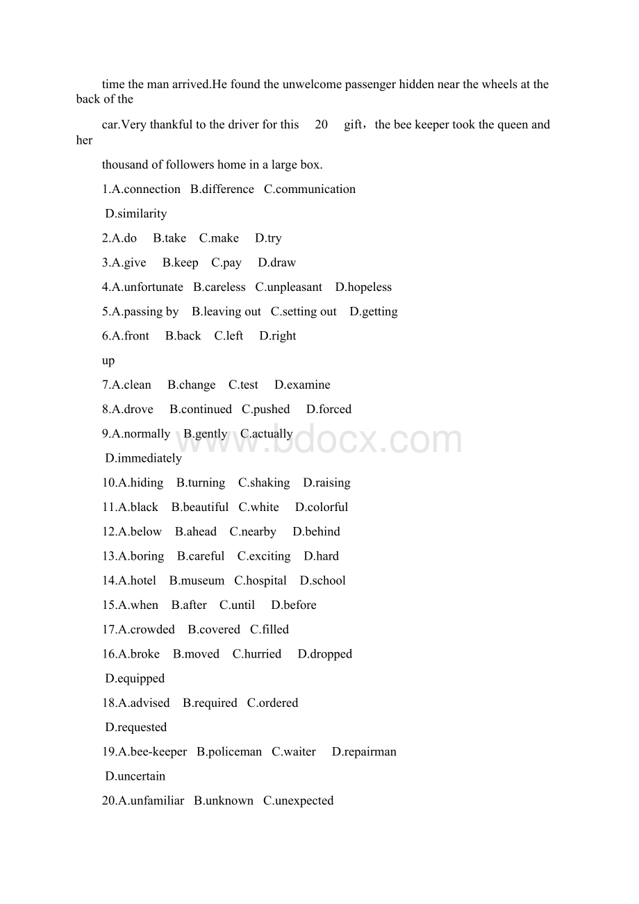 高中英语Unit 2 Working the land同步练习1 新课标 人教版 必修4Word格式文档下载.docx_第3页