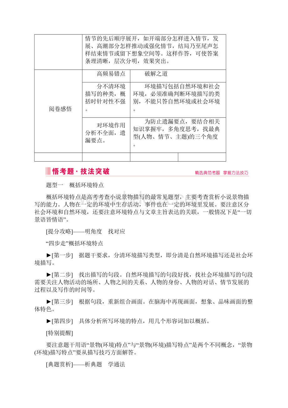 届高考语文复习第一部分专题三小说阅读第三节环境题聚焦活动舞台读懂风景意义教学案.docx_第2页